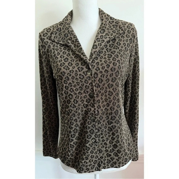 Rabbit Rabbit Rabbit • Black Brown Leopard Print Blouse - Picture 1 of 4